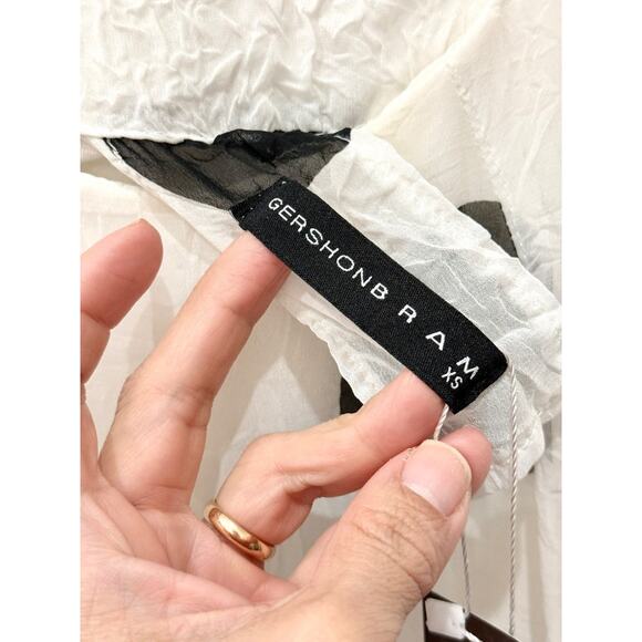 Gershon Bram Short Sleeve Midi Dress White with Black Dots Women's Size XS - Picture 3 of 4